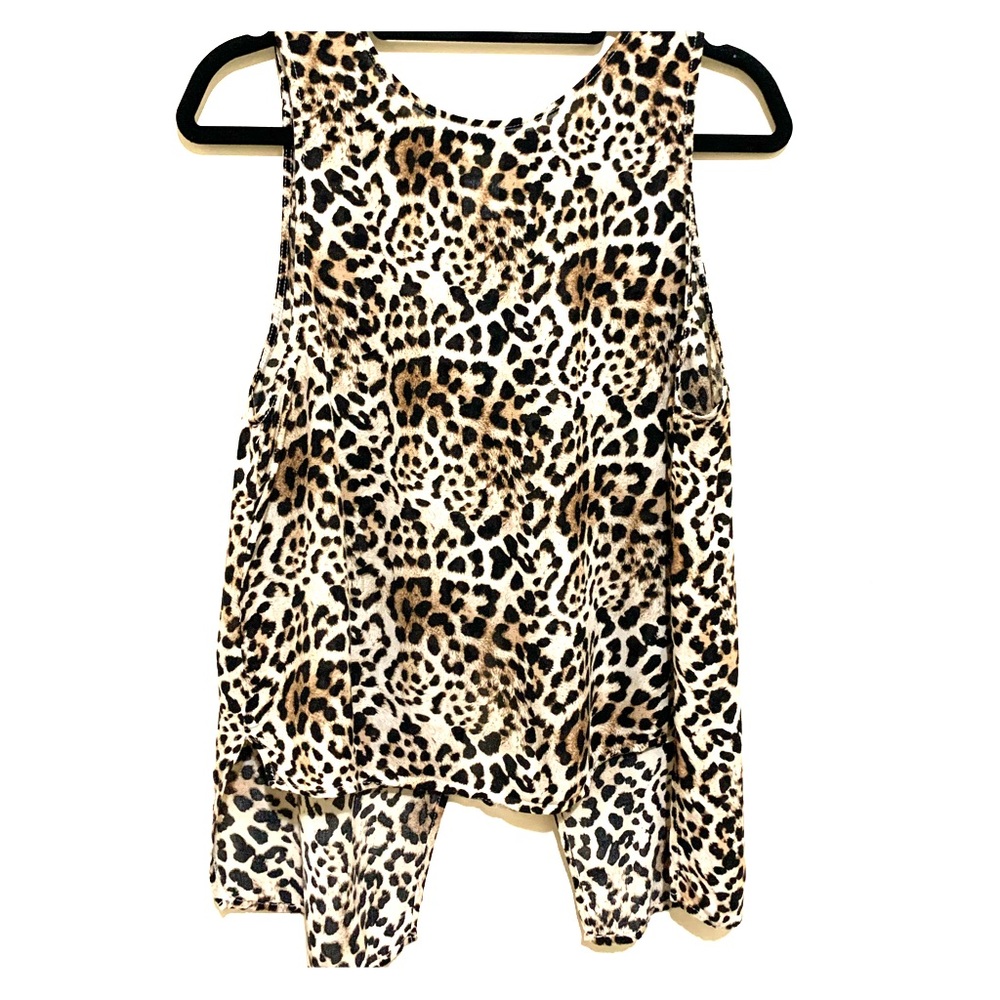 Leopard print split back tank XS